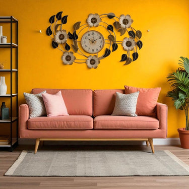 Artisan Gold Leaf & Petal Clock (48 x 23.5 Inches)